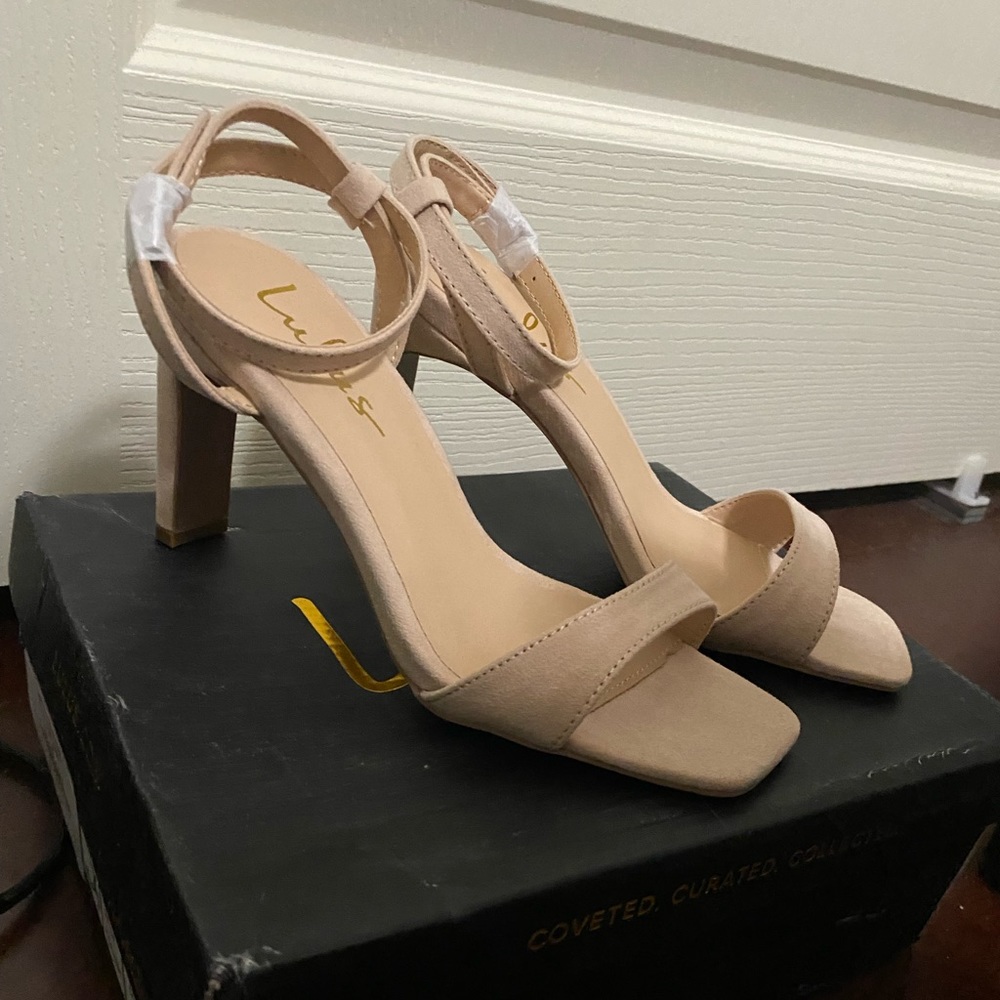Lulu | Kaylena Light Nude Suede Ankle Strap High Heel Sandals